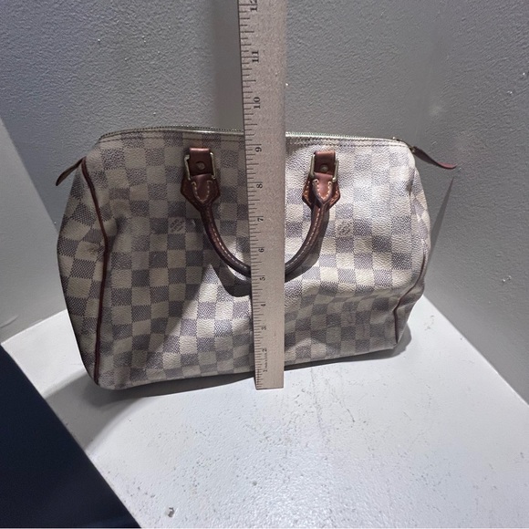 Authentic Louis Vuitton Speedy Azure Cream Bowler Bag Purse Junk Damage DU0088 - Picture 7 of 16